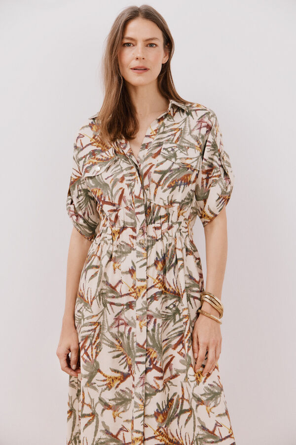 Cortefiel Vestido estampado midi Estampado blanco