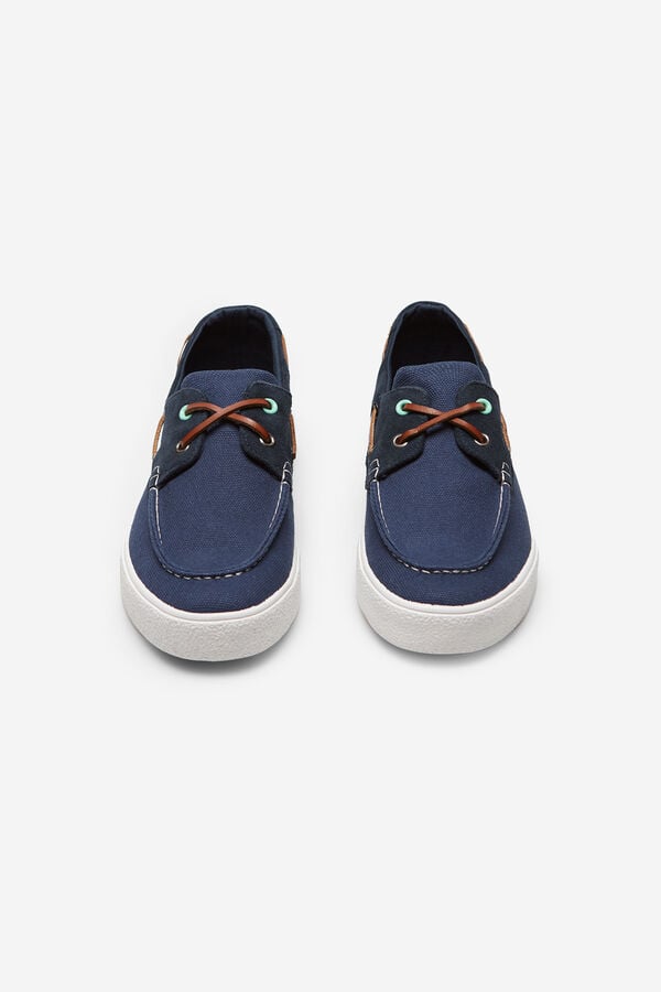 Cortefiel Sapatilhas n&aacute;uticas t&ecirc;xtil e pele Azul