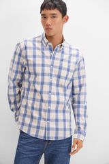 Cortefiel Camisa xadrez melange Azul