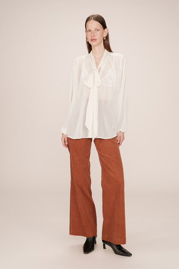 Grace & Mila Blusa fluida con lazada Blanco