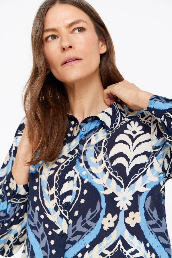 Cortefiel Camisa estampada Azul