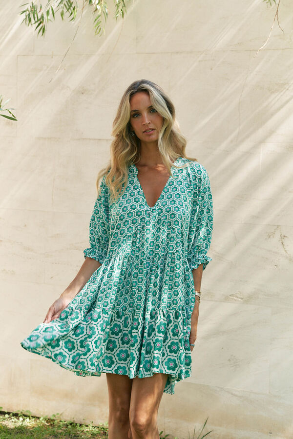 Jaase Vestido mini estampado Petal Turquesa