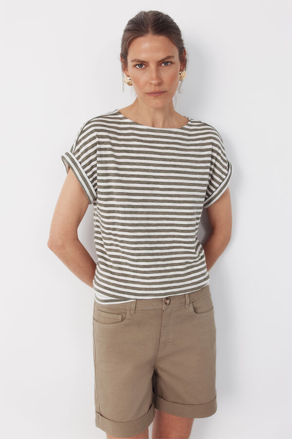 Cortefiel T-shirt riscas Verde