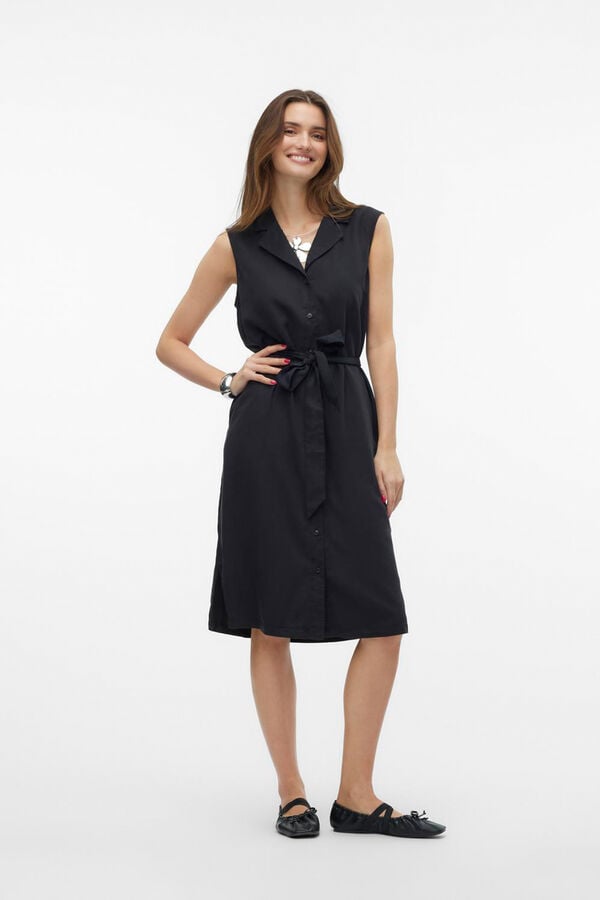 Vero Moda Vestido midi camisero Negro