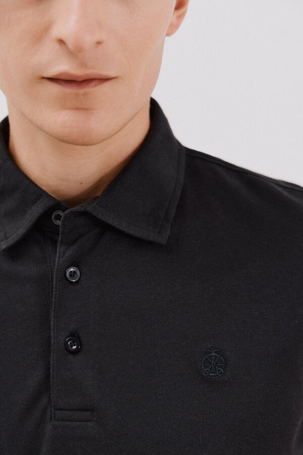 Cortefiel Camisa polo piqu&eacute; liso Preto