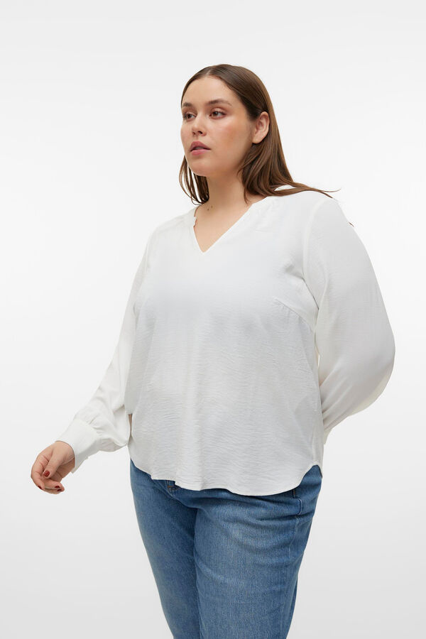 Vero Moda Curve Top de manga comprida e gola em V Curve Branco