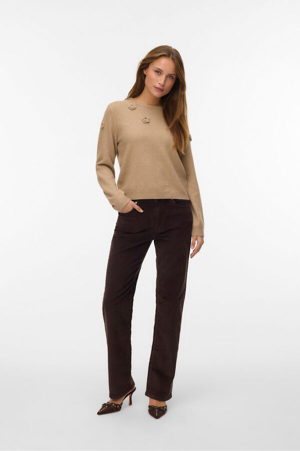 Vero Moda Camisola de malha com gola redonda  Castanho