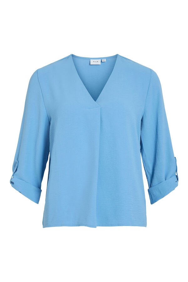 Vila Blusa manga m&eacute;dia Azul