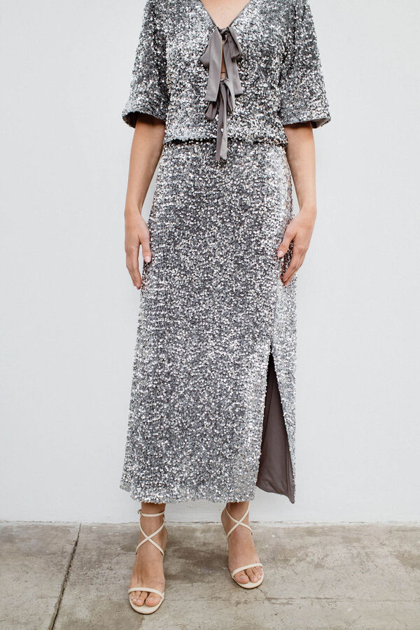 Object Saia longa de lantejoulas Cinzento