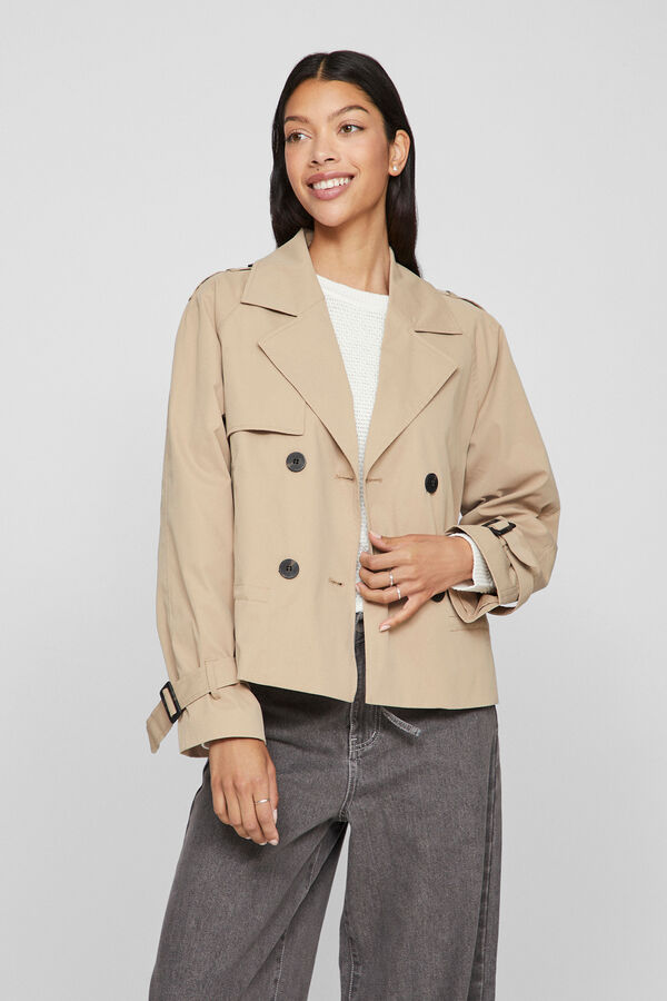 Vila Trench coat curto com bot&otilde;es Castanho
