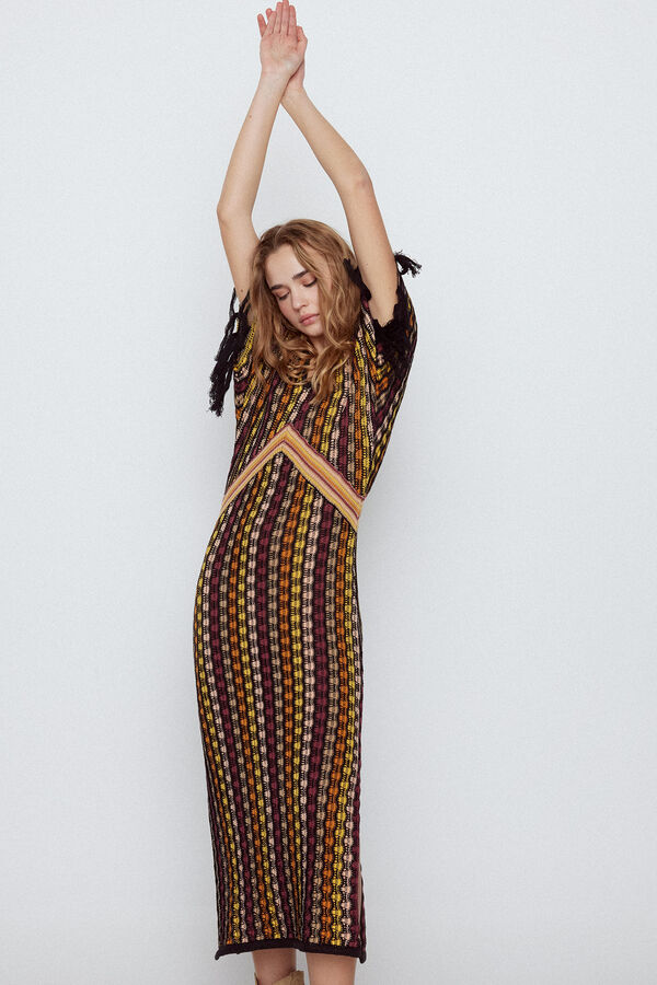 Slowlove Vestido punto multicolor Negro