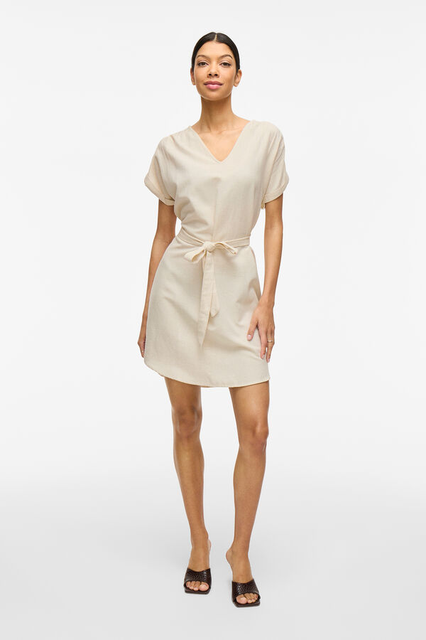 Vila Vestido curto camiseiro Castanho