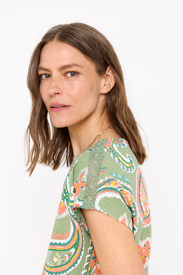 Cortefiel T-shirt b&aacute;sica renda Azul