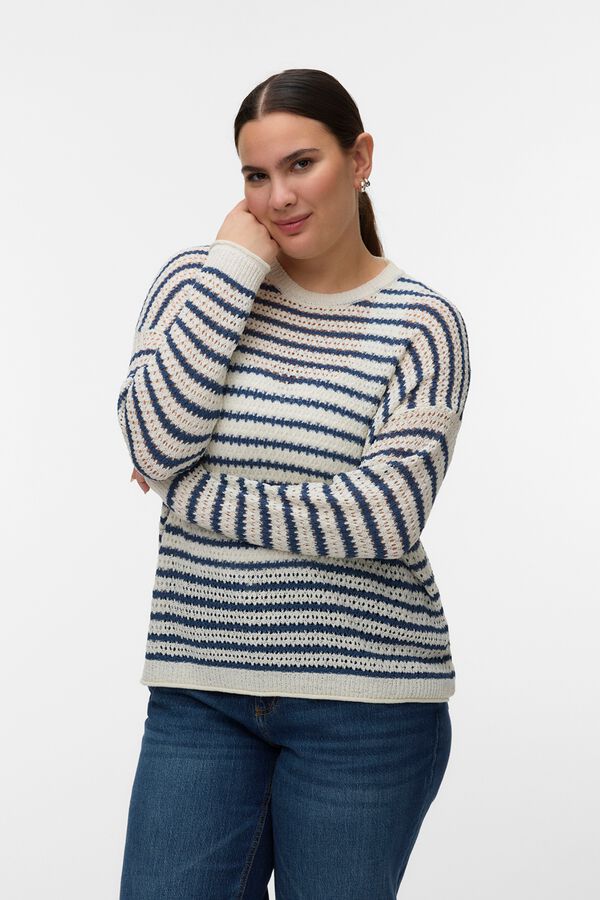 Vero Moda Curve Camisola de malha fina vazada tamanho grande Tostado