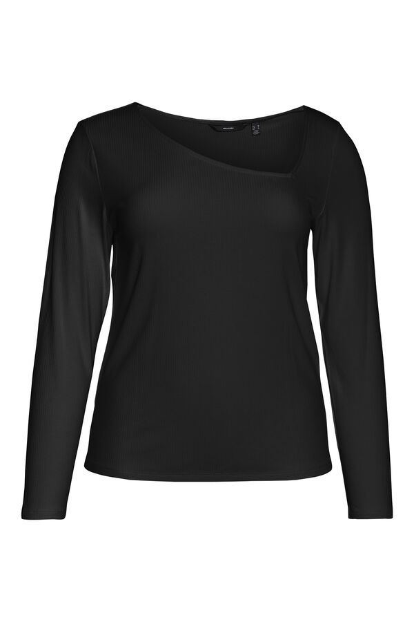 Vero Moda Curve Camiseta escote asimétrico talla grande Negro
