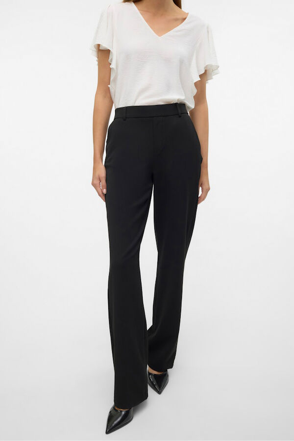 Vero Moda Pantal&oacute;n recto con cintura el&aacute;stica Negro
