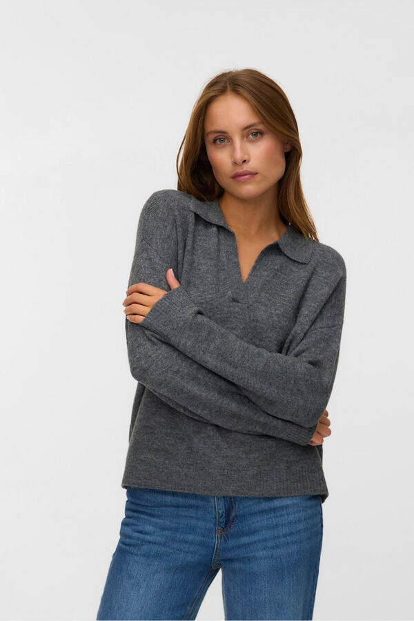 Vero Moda Polo de punto manga larga Gris