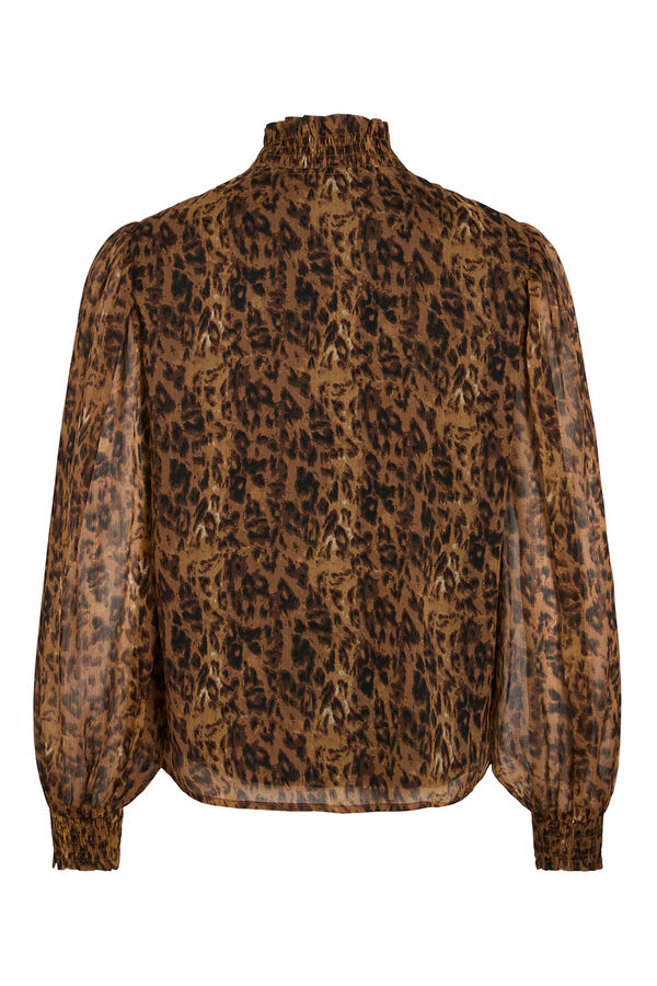 Vila Blusa de gasa estampada Marr&oacute;n