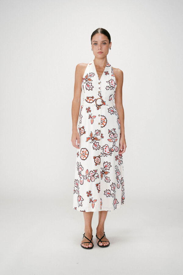 Grace & Mila Vestido midi estampado floral Wink Estampado blanco