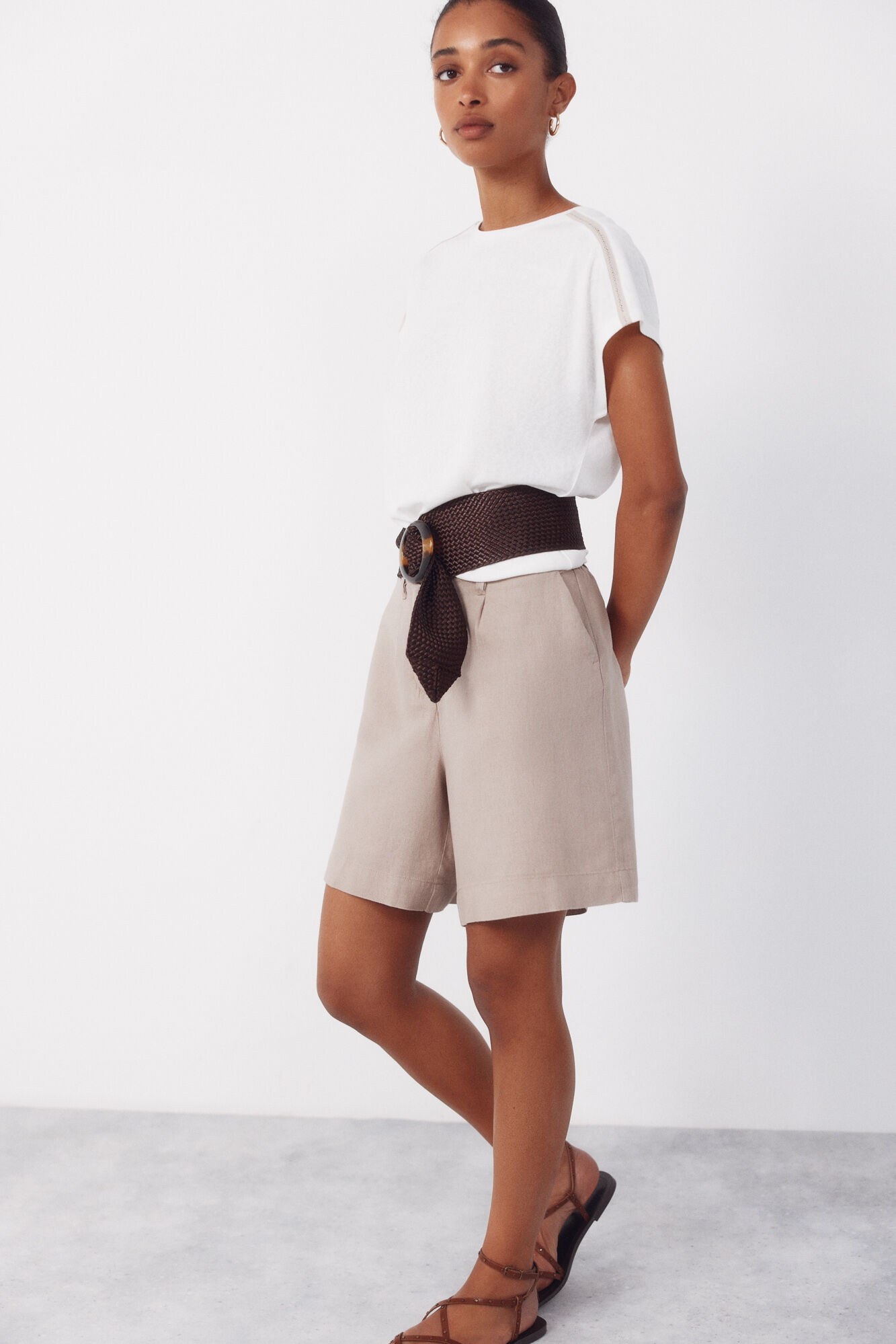 Cortefiel Bermudas de linho liso