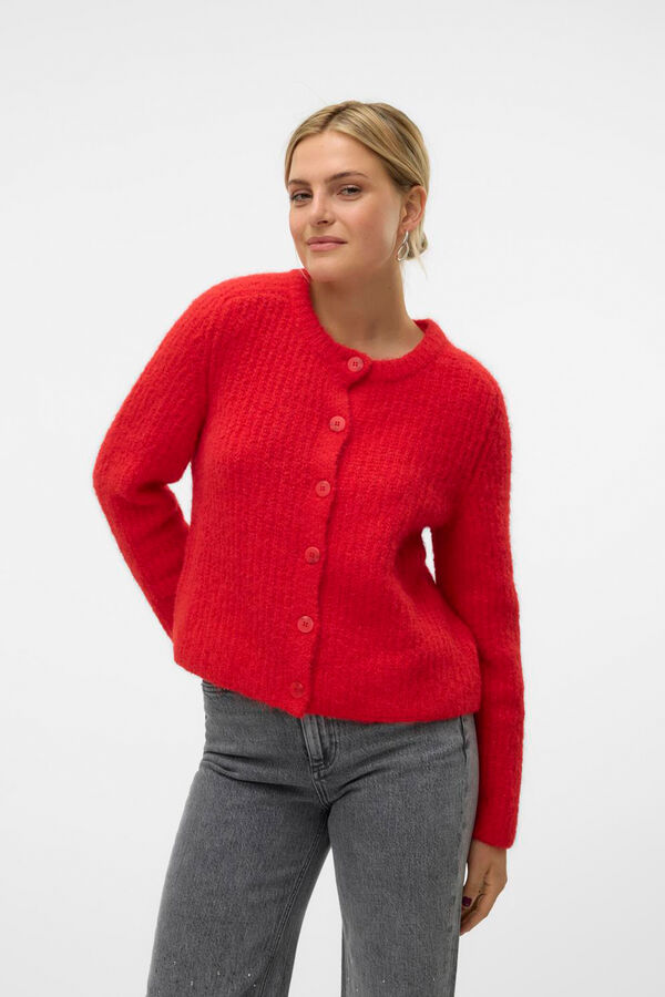 Vero Moda Cardig&atilde; de malha grosso  Vermelho