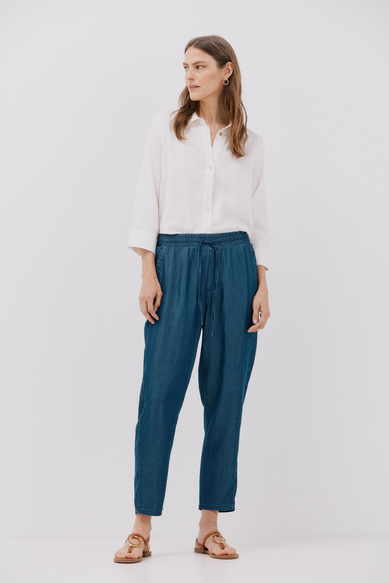 Cortefiel Pantalones fluidos tencel