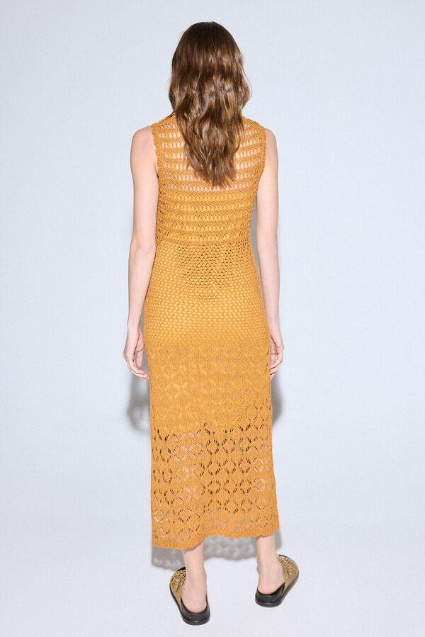 Slowlove Vestido malha ensopado Dourado