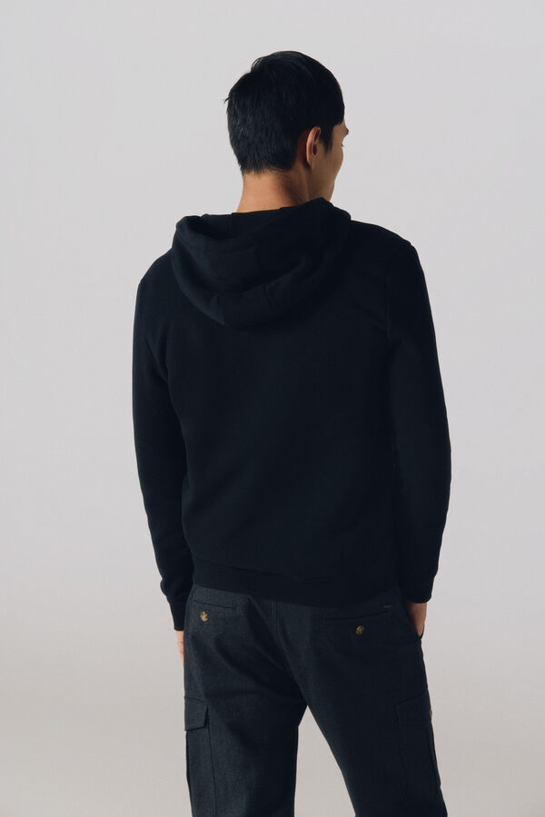 Cortefiel C&aacute;rdigan capucha tejido combinado Negro