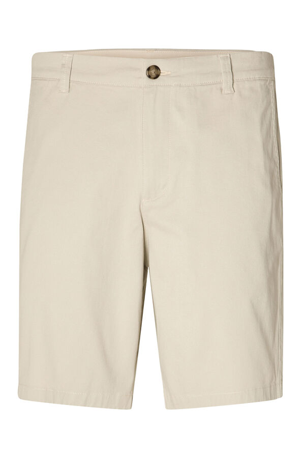 Selected Calças chino curtas confecionadas com algodão orgânico.  Cinzento