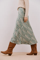 Cortefiel Falda midi satinada estampada Estampado verde