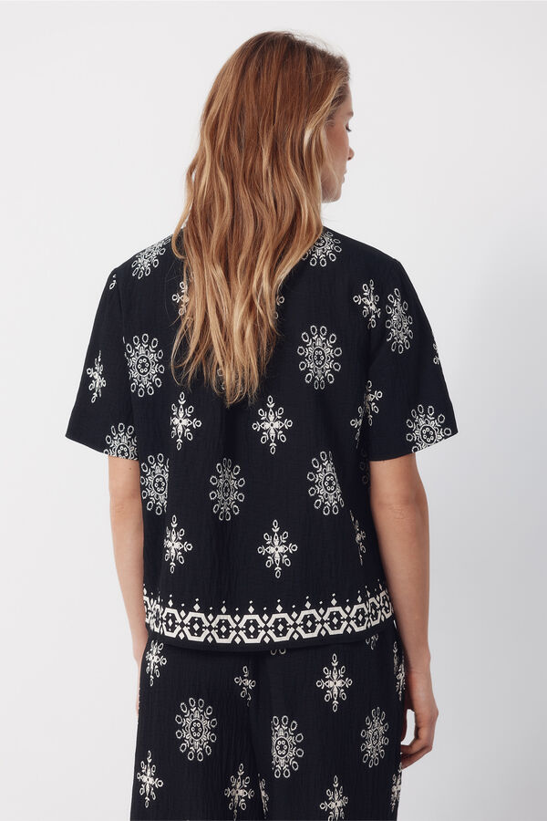 Cortefiel Camisa manga curta estampada Azul