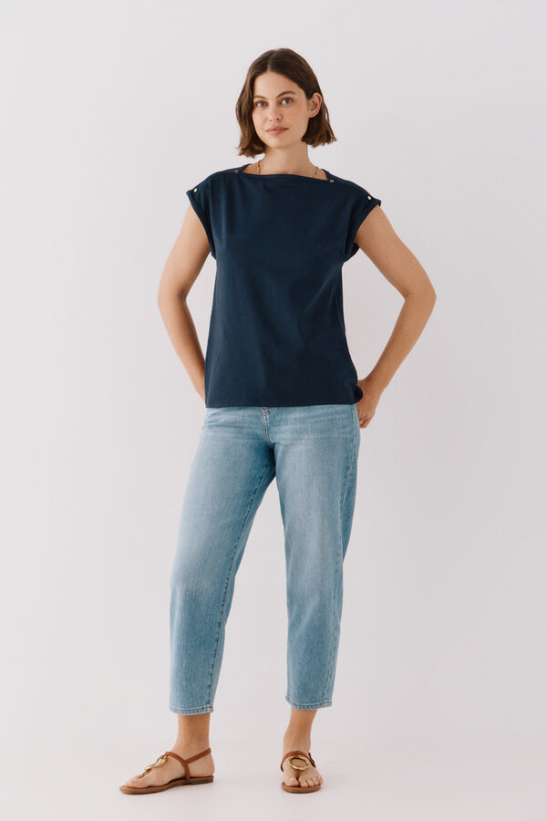 Cortefiel Camiseta b&aacute;sica mangas Azul
