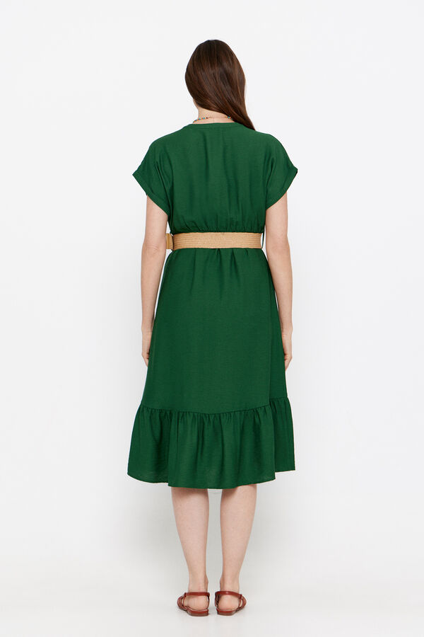 Cortefiel Vestido confort cintur&oacute;n Verde oscuro