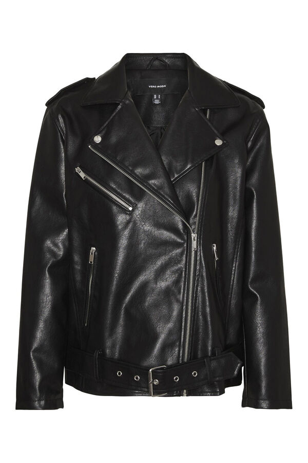 Vero Moda Cazadora biker efecto piel Negro