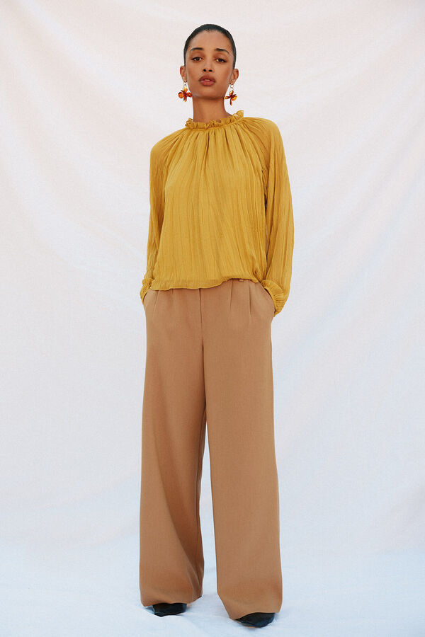 Cortefiel Blusa frunces fluida Amarillo
