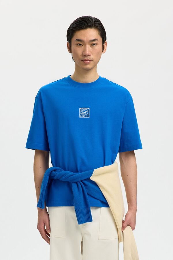 Selected T-shirt de manga curta Azul