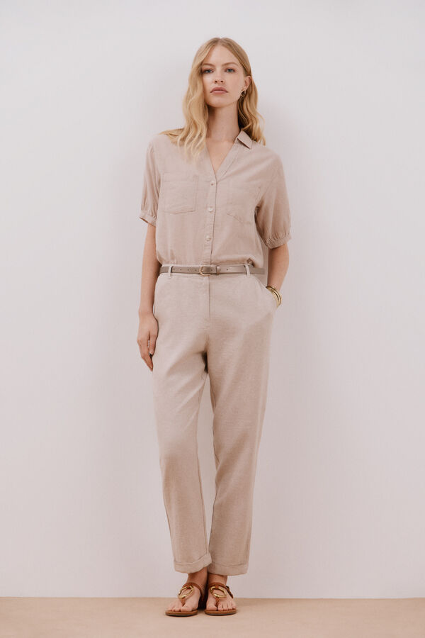 Cortefiel Cal&ccedil;as de linho Castanho