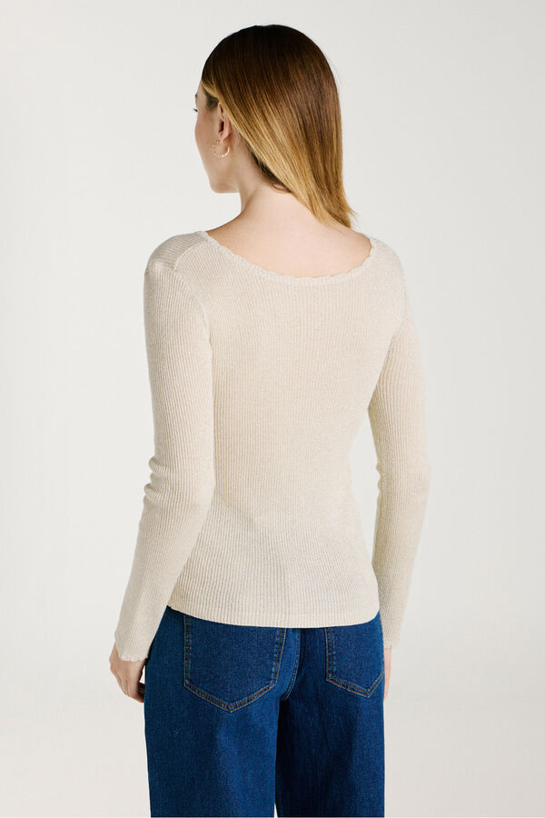 Vila Top de punto reversible con l&uacute;rex Beige