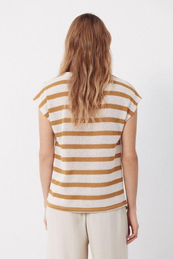 Cortefiel T-shirt textura riscas Dourado