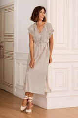 Pol&iacute;n Et Moi Vestido largo de rayas Paloma Marfil