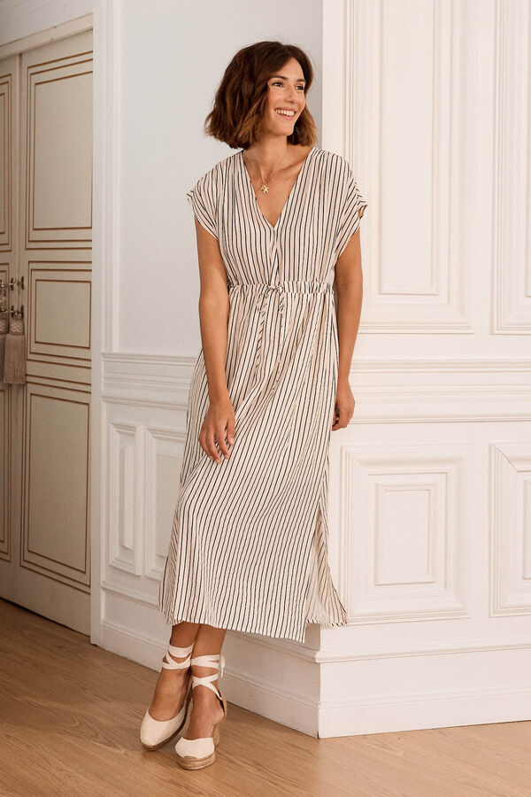 Pol&iacute;n Et Moi Vestido largo de rayas Paloma Marfil