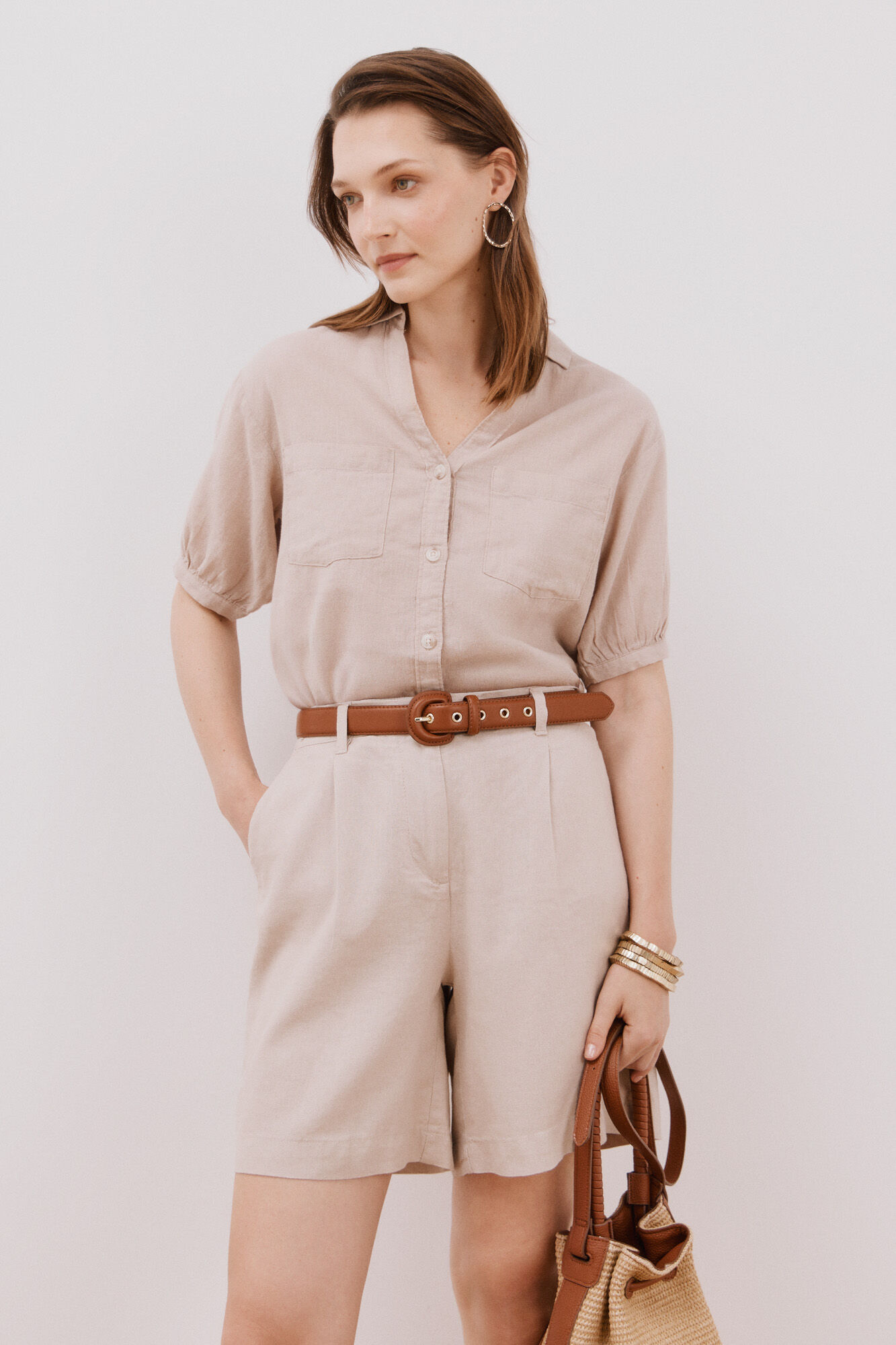 Cortefiel Bermuda de lino