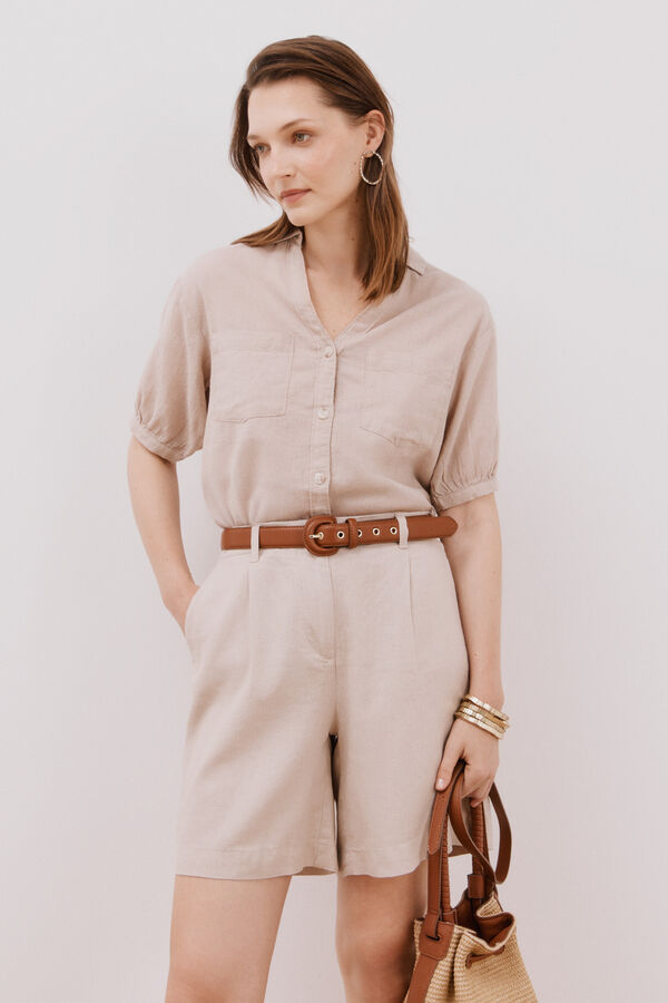 Cortefiel Bermuda de lino Arena