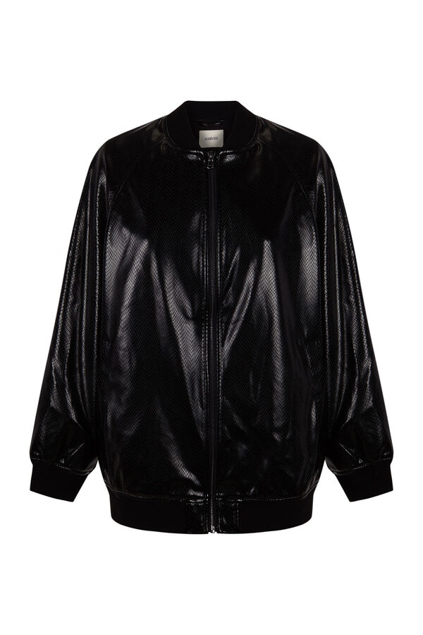 Slowlove Jaqueta bomber com efeito pele Preto