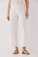 Cortefiel Pantal&oacute;n bordado Blanco