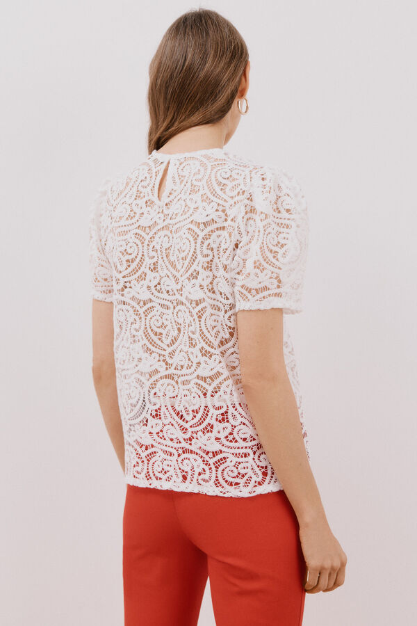 Cortefiel Top guipur Blanco