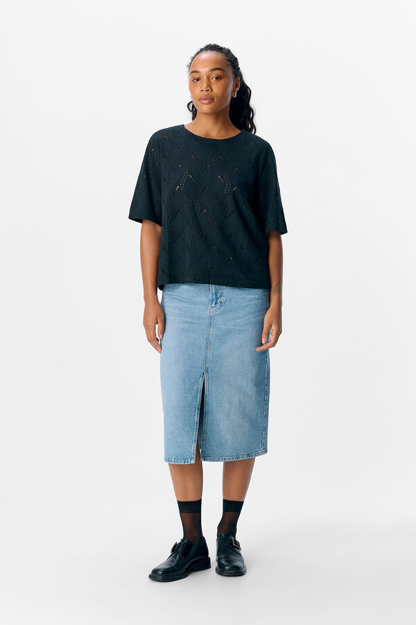 Object Camiseta calada manga 2/4 Negro