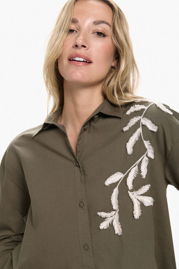 Vero Moda Camisa bordada de algod&atilde;o org&acirc;nico Verde