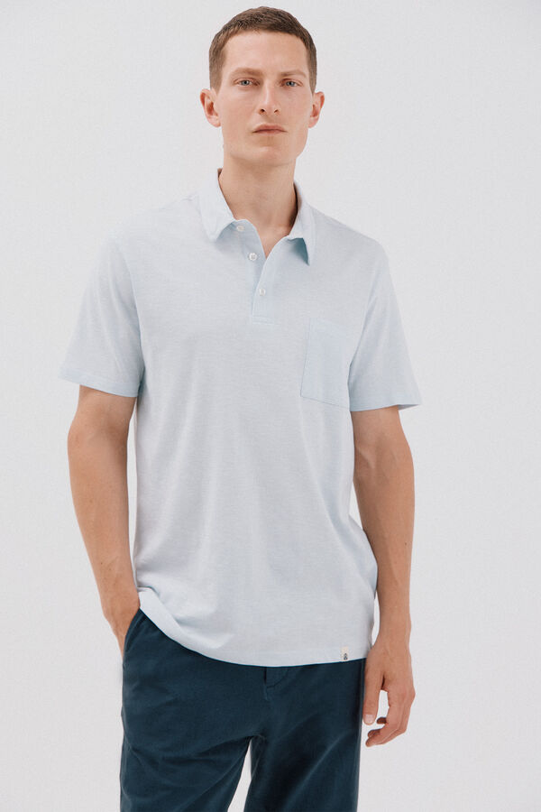 Cortefiel Polo liso slub Azul
