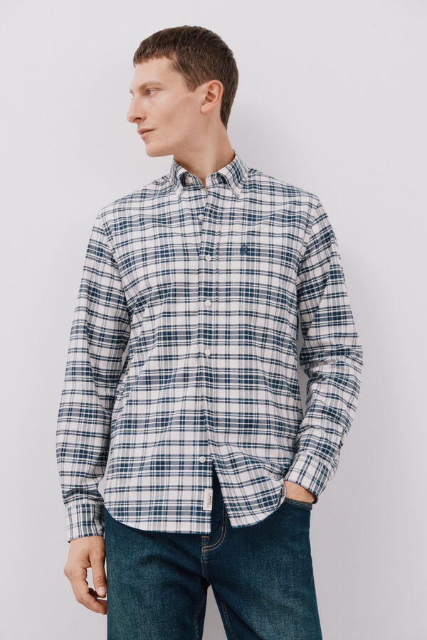 Cortefiel Camisa oxford xadrez Azul